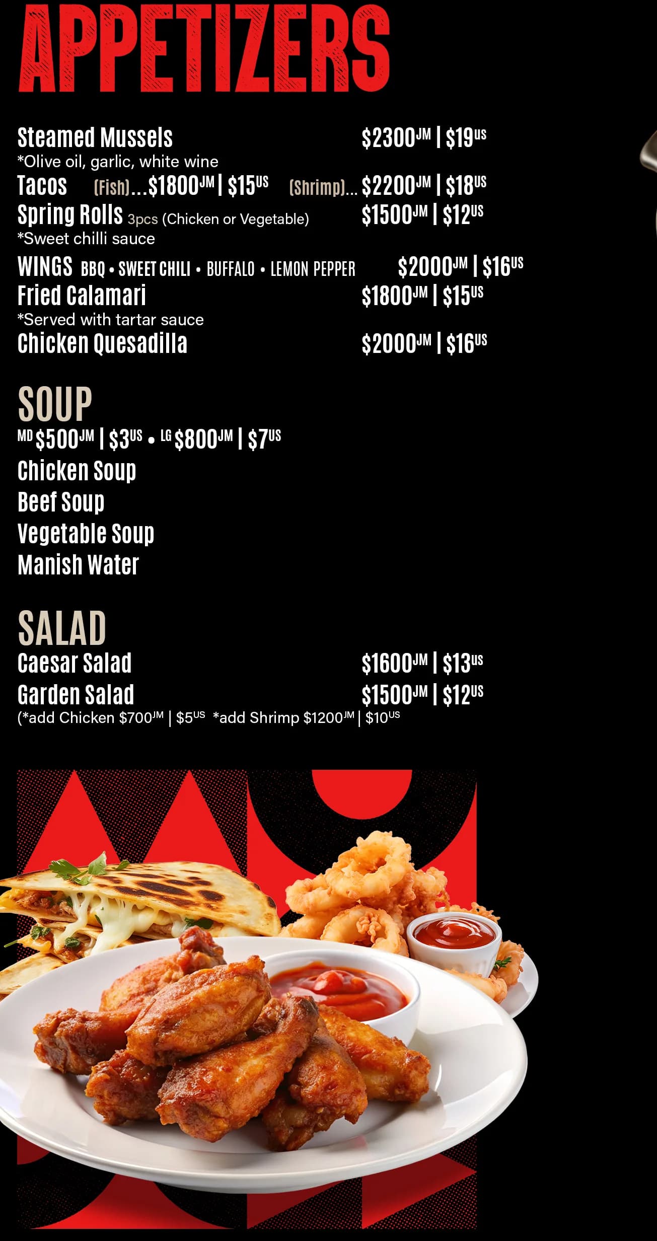 Plantation Smokehouse menu page 1